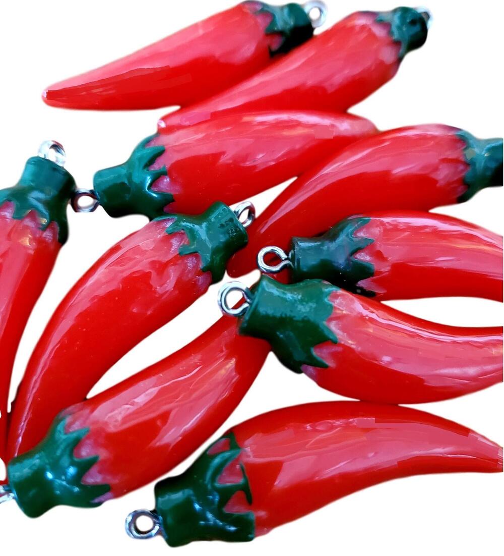2245 Chili Charms Hot Pepper Charms for Jewelry Making with Hook 10 charms